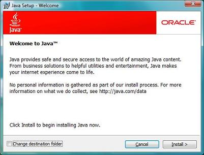 Java Setup - Welcome Screen