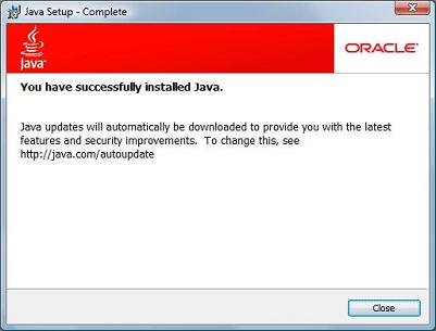 Java Setup - Complete Screen